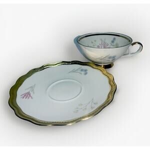 Vtg Seltmann Weiden Bavaria Floral Tea Cup & Saucer Gold Rims on Both Delicate